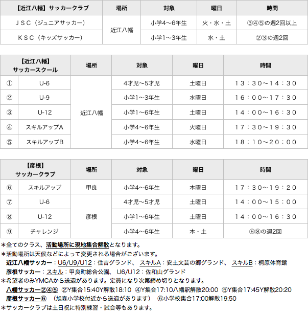 スポーツ 滋賀ymca